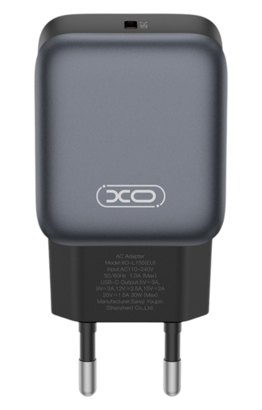 Мережевий зарядний пристрій XO 30W PD Single port USB-C (L155_Black) - Фото 1