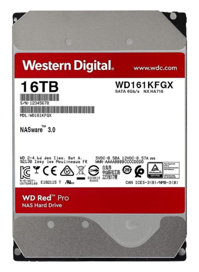 Жесткий диск внутренний WD HDD SATA 16.0TB WD Red Pro NAS 7200rpm 512MB (WD161KFGX) - Фото 1