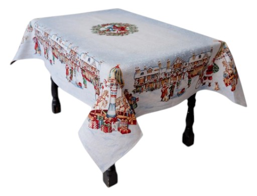 Скатертина прямокутна Прованс Новорічна гобеленова Carousel 135х140 см (041783) - Фото 1