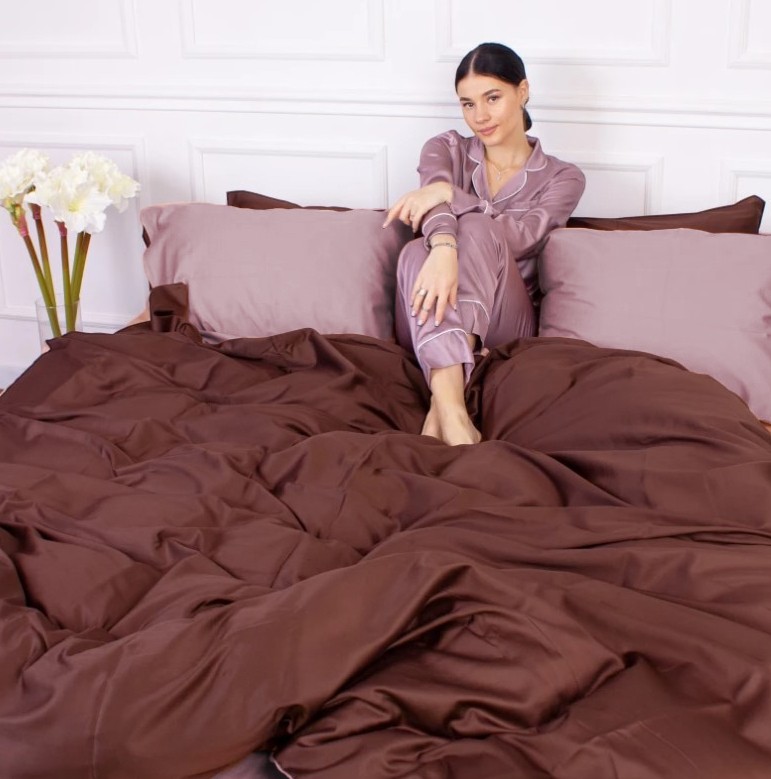 Комплект постільної білизни MirSon Сатин Cappuccino 0165+0211 200х220 см (2200000688699) - Фото 1