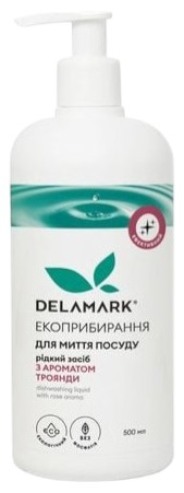 Средство для ручного мытья посуды DeLaMark с ароматом розы 0.5 л (4820152330123) - Фото 1
