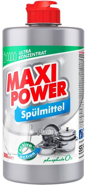 Средство для ручного мытья посуды Maxi Power Платинум 500 мл (4823098411949) - Фото 1