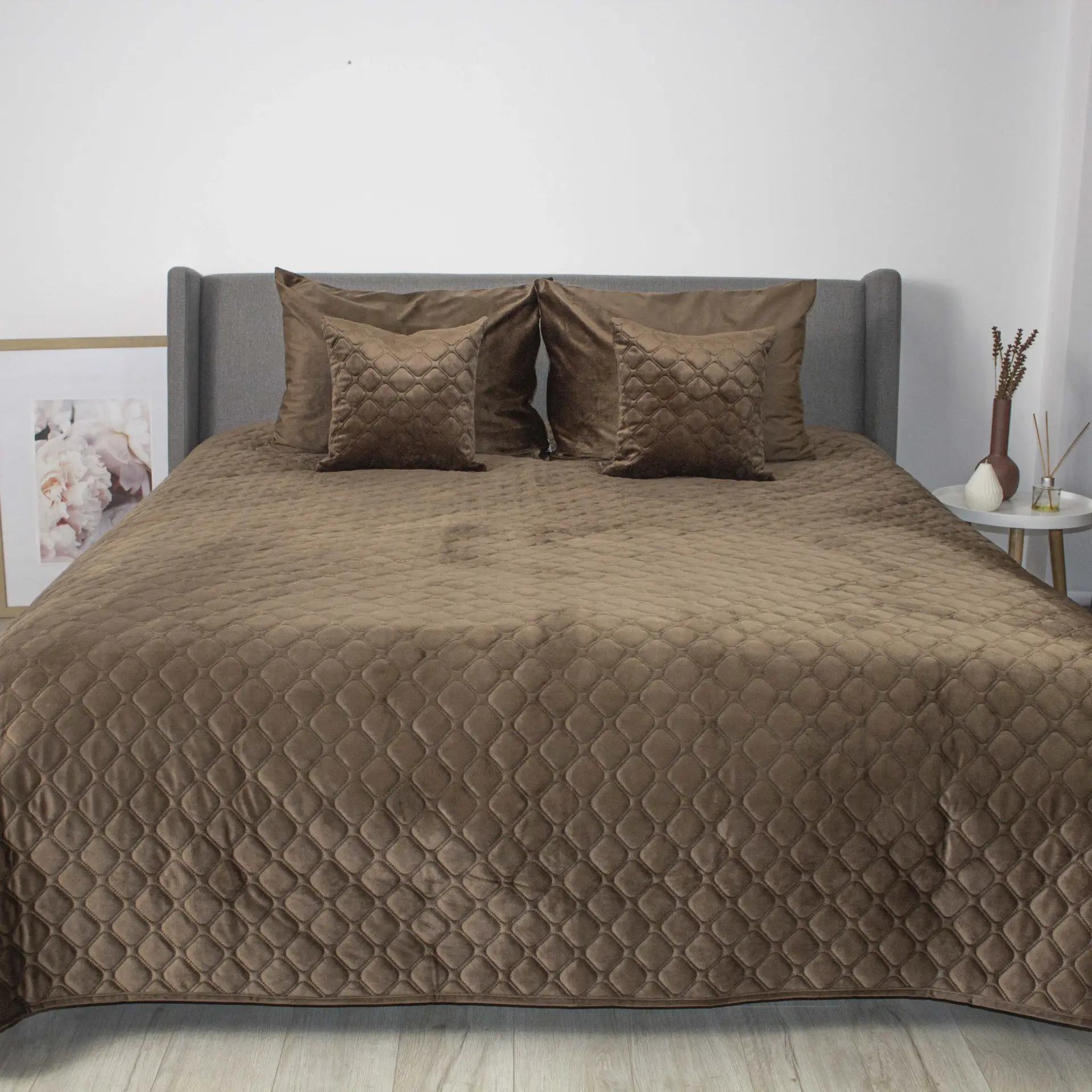 Покрывало двуспальное ТЕП VELOUR 240х260 см Шоколадный/Ромб круглый (4-00518_33945) - Фото 1