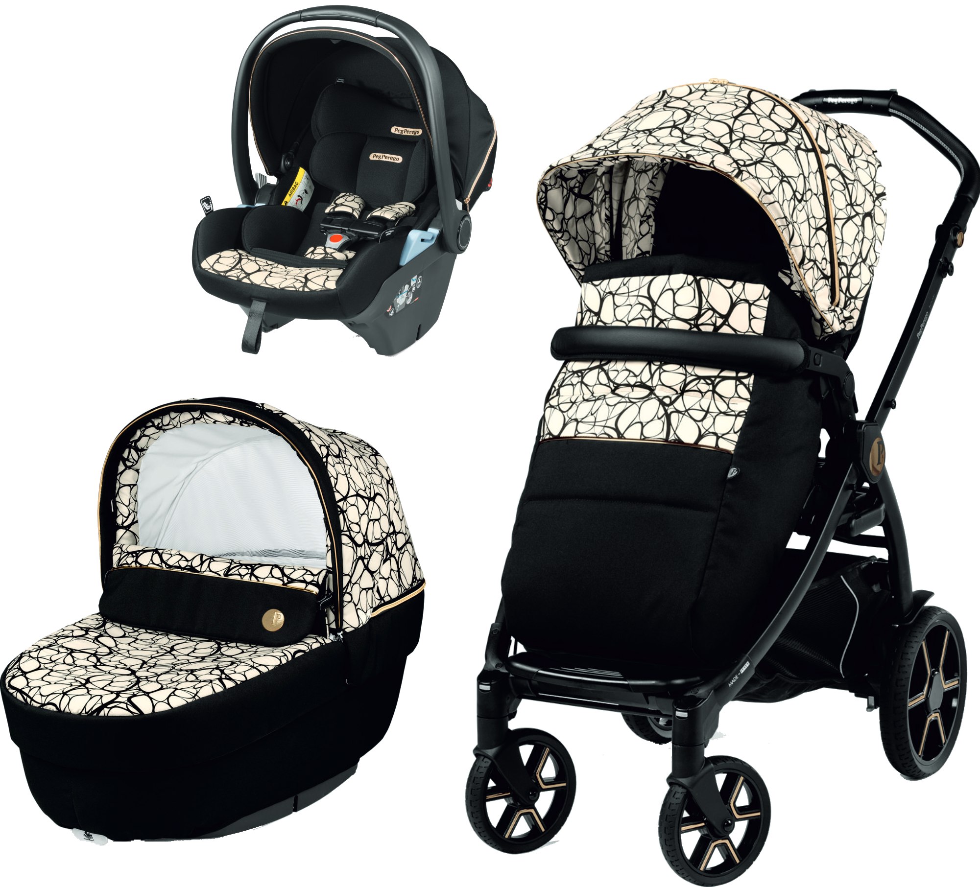 Коляска универсальная 3 в 1 Peg-Perego Book Grafic Gold Lounge (PACK-BOOK31LG00002) - Фото 1