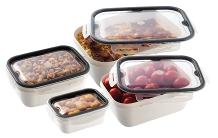 Набор емкостей для хранения UCSAN PLASTIC LOCK&FIT 4 шт. (0,45л х 1л х 2л х 4л) White (36901) - Фото 1