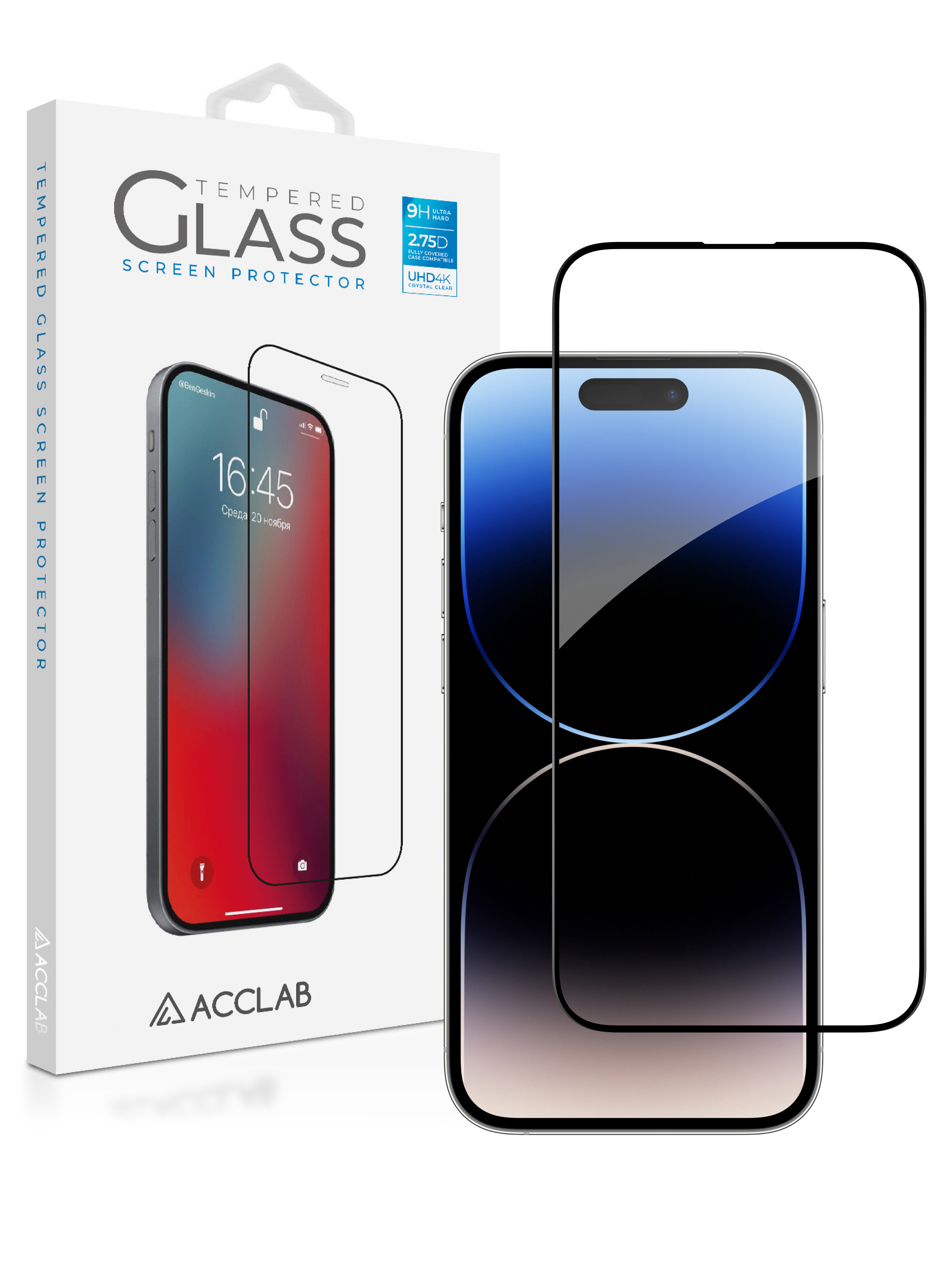 Защитное стекло для смартфона ACCLAB Full Glue for Apple iPhone 14 Pro (1283126541971) - Фото 1