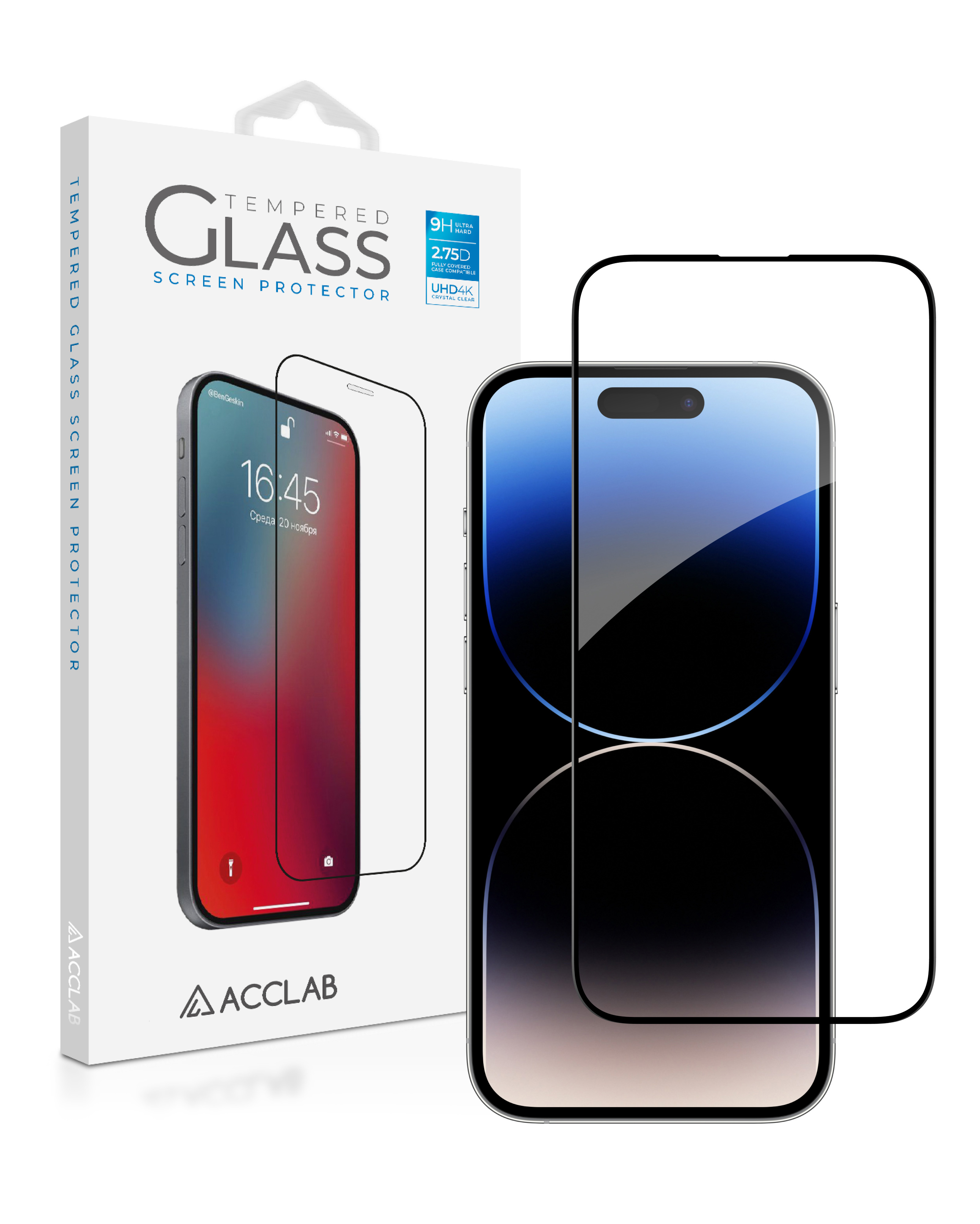 Защитное стекло для смартфона ACCLAB Full Glue for Apple iPhone 14 Pro Max (1283126541988) - Фото 1