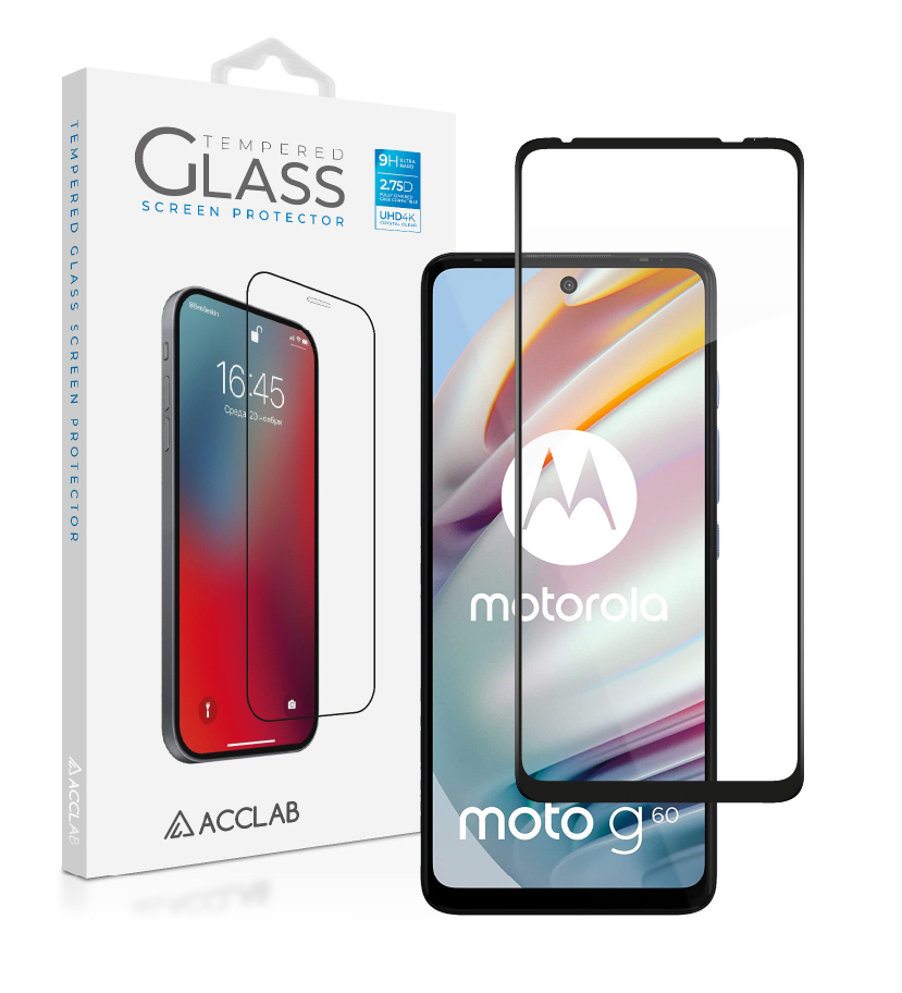 Защитное стекло для смартфона ACCLAB Full Glue for MOTO G60 Black (1283126521102) - Фото 1