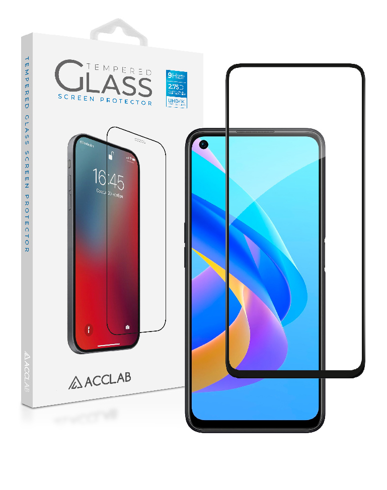 Защитное стекло для смартфона ACCLAB Full Glue for Oppo A76 4G Black (1283126528859) - Фото 1