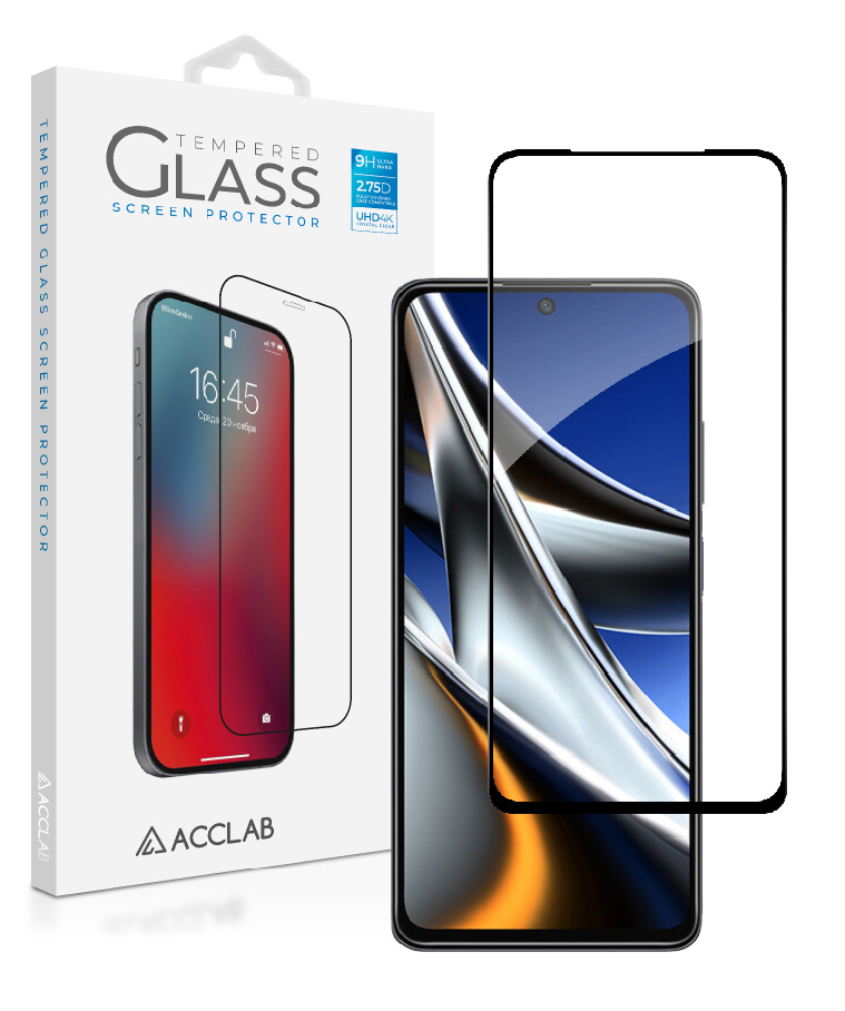 Защитное стекло для смартфона ACCLAB Full Glue for Xiaomi Poco X4 Pro 5G Black (1283126535215) - Фото 1