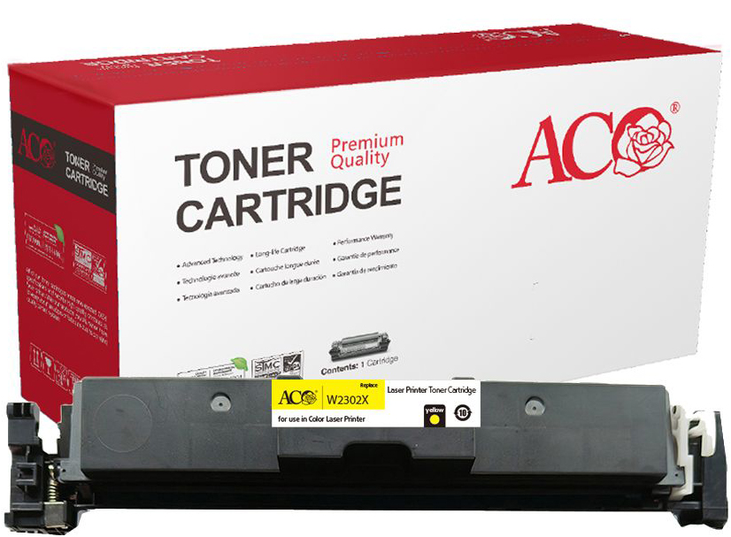 Картридж для лазерных принтеров/МФУ ACO аналог HP W2302X  (HP 230X) для HP Color LaserJet Pro 4203 MFP 4303 Yellow max без чипа (ACO-W2302XNC) - Фото 1