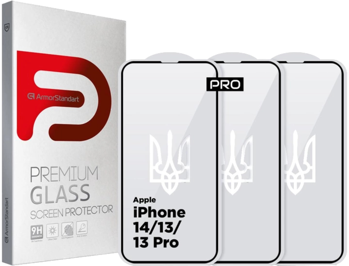 Защитное стекло для смартфона Armorstandart Pro 3D LE for Apple iPhone 14/13/13 Pro Black 3 шт (ARM77599) - Фото 1