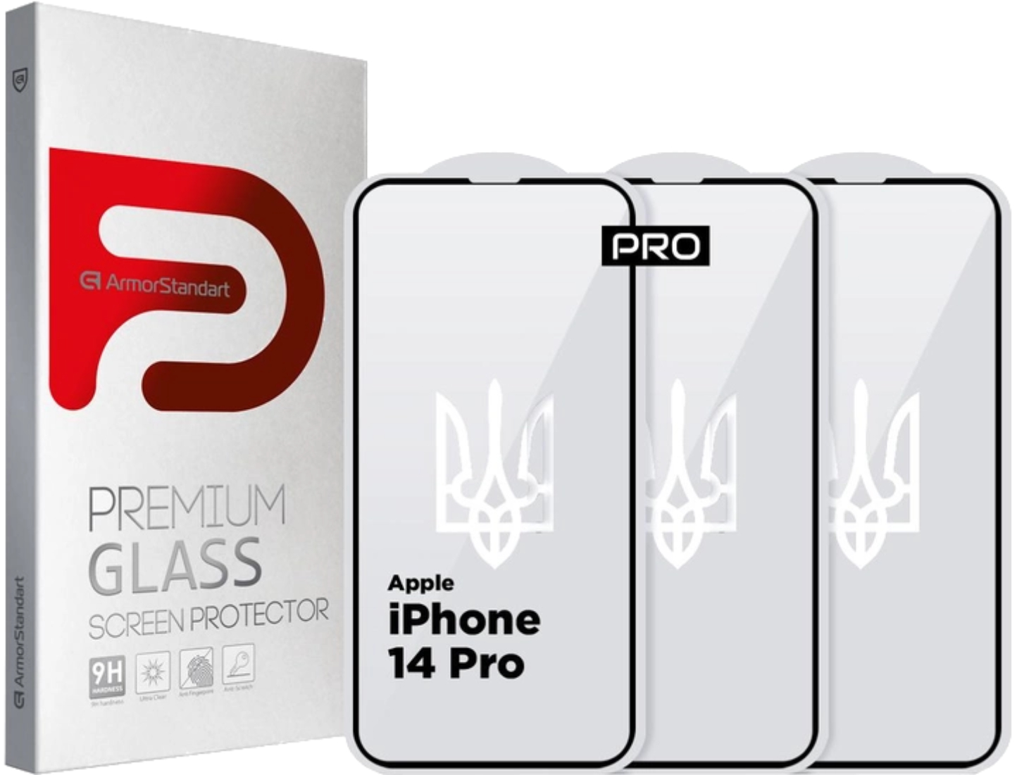 Защитное стекло для смартфона Armorstandart Pro 3D LE for Apple iPhone 14 Pro Black 3 шт (ARM77601) - Фото 1
