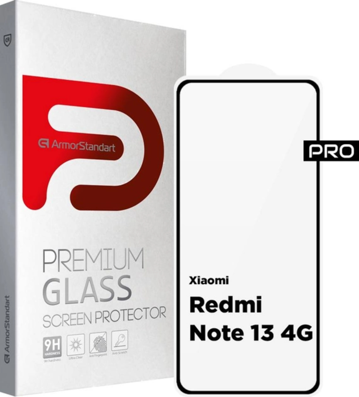 Защитное стекло для смартфона Armorstandart Pro for Xiaomi Redmi Note 13 4G Black (ARM72434) - Фото 1