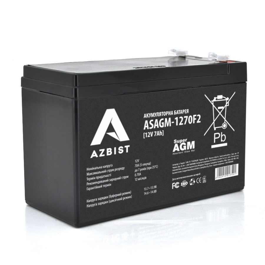 Аккумулятор для ИБП Azbist 12V 7AH (ASAGM-1270F2/01350) AGM - Фото 1