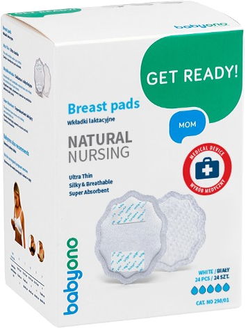 Прокладки для груди BabyOno "Natural nursing" белые 24шт (298/01) - Фото 1
