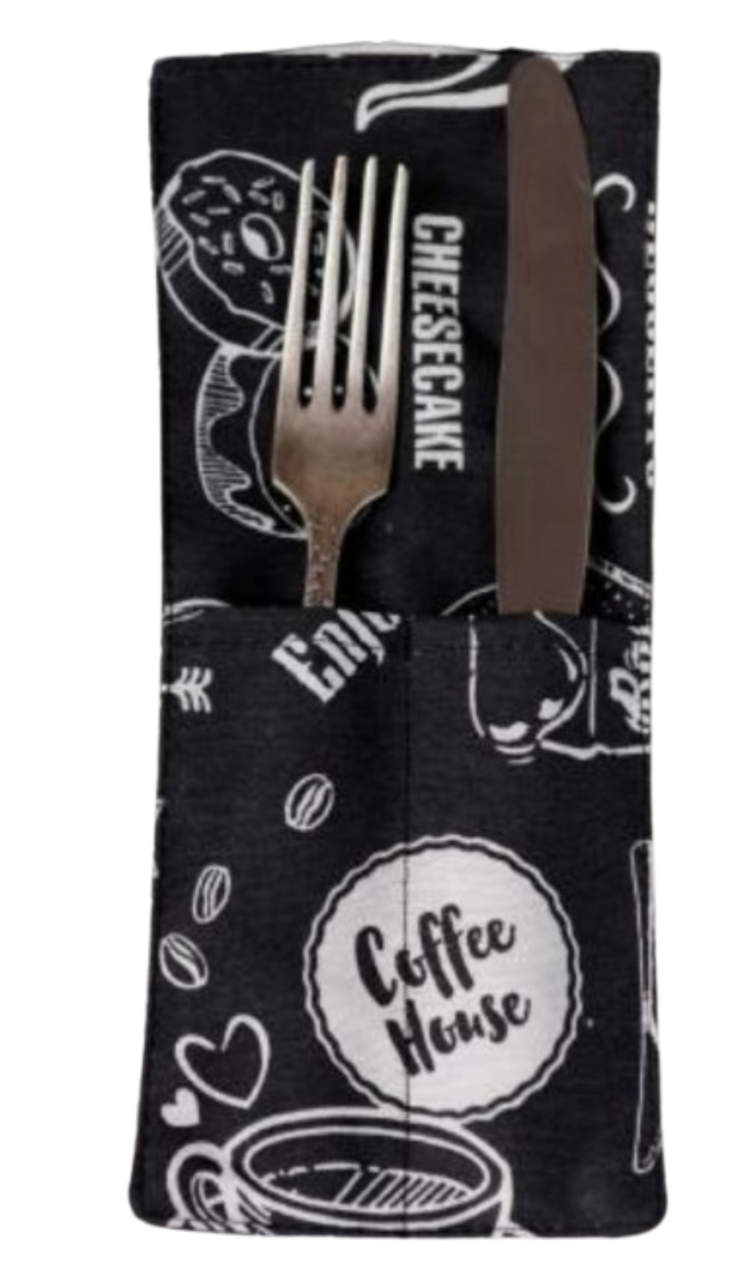Чехол для столовых приборов Прованс Breakfast black 24х10 см (039661) - Фото 1