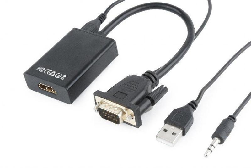Переходник Cablexpert VGA - HDMI 0.15m Black (A-VGA-HDMI-01) - Фото 1