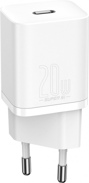 Сетевое зарядное устройство Baseus 20W Super Si USB-C (CCSUP-B02) White - Фото 1