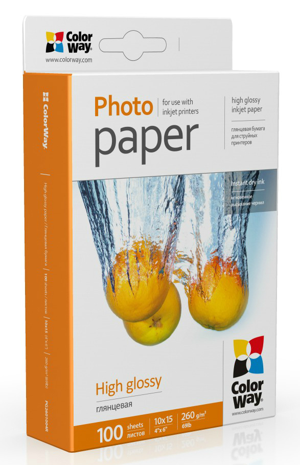 Фотобумага 10х15 Colorway 10x15 PG 260г/м-100л глянцевая (PG2601004R) - Фото 1