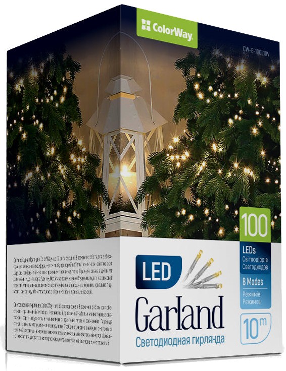 Гирлянда линейная Colorway 100LED, 10м, 8 функций (CW-G-100L10V) - Фото 1