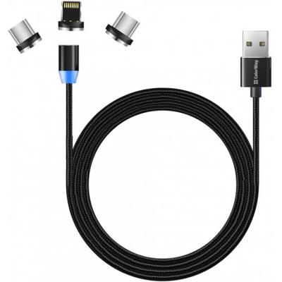 Кабель синхронизации данных Colorway USB - 3в1 Magnet (CW-CBUU020-BK) - Фото 1