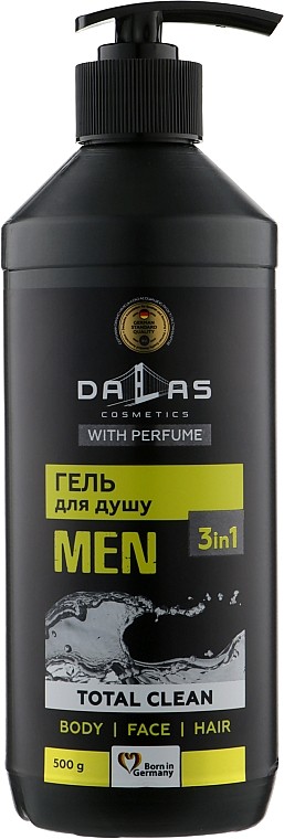 Шампунь мужской DALAS гель для душа 3в1 Total clean 500мл - Фото 1