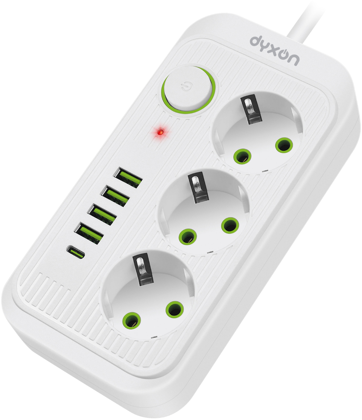 Сетевой фильтр Dyxon 3+5 USB-A + USB-C (PD) Power switch 3m White (DXN-3M-MFP-35PD-W) - Фото 1