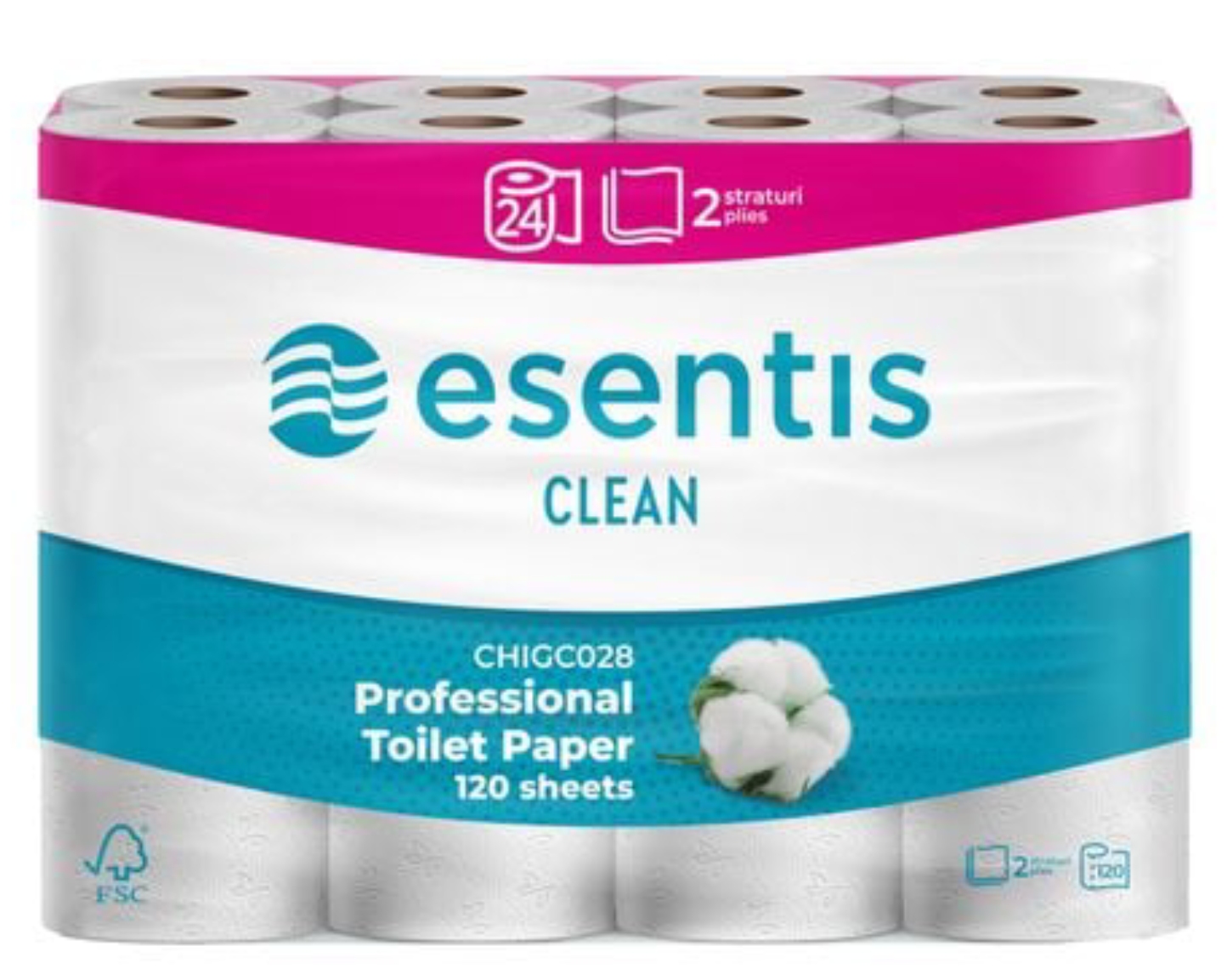 Туалетная бумага ESENTIS-Clean 2 слоя, 24 рул - Фото 1