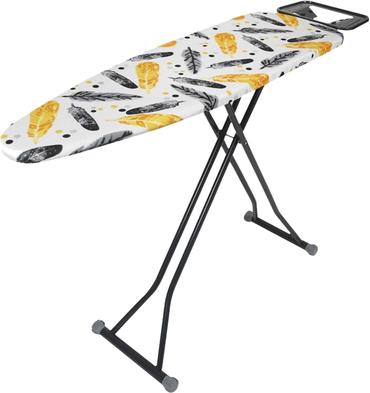 Гладильная доска Eurohome ALPINE PLUS моноблок з розеткою (пір'я жовто-чорні) 33x110 см - Фото 1