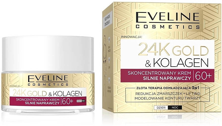 Крем для лица EVELINE 24K Gold&Kolagen 60+ восстанавливающий 50 мл (5903416055143) - Фото 1