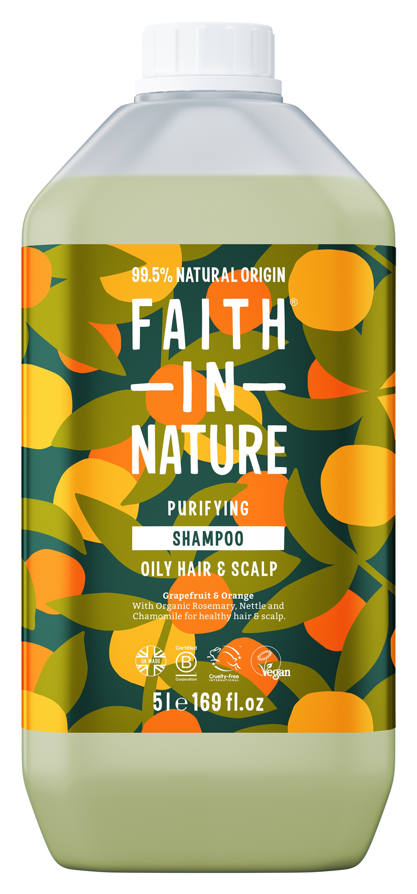 Шампунь жіночий Faith In Nature Натуральний з грейпфрутом та апельсином 5 л (6.50200) - Фото 1