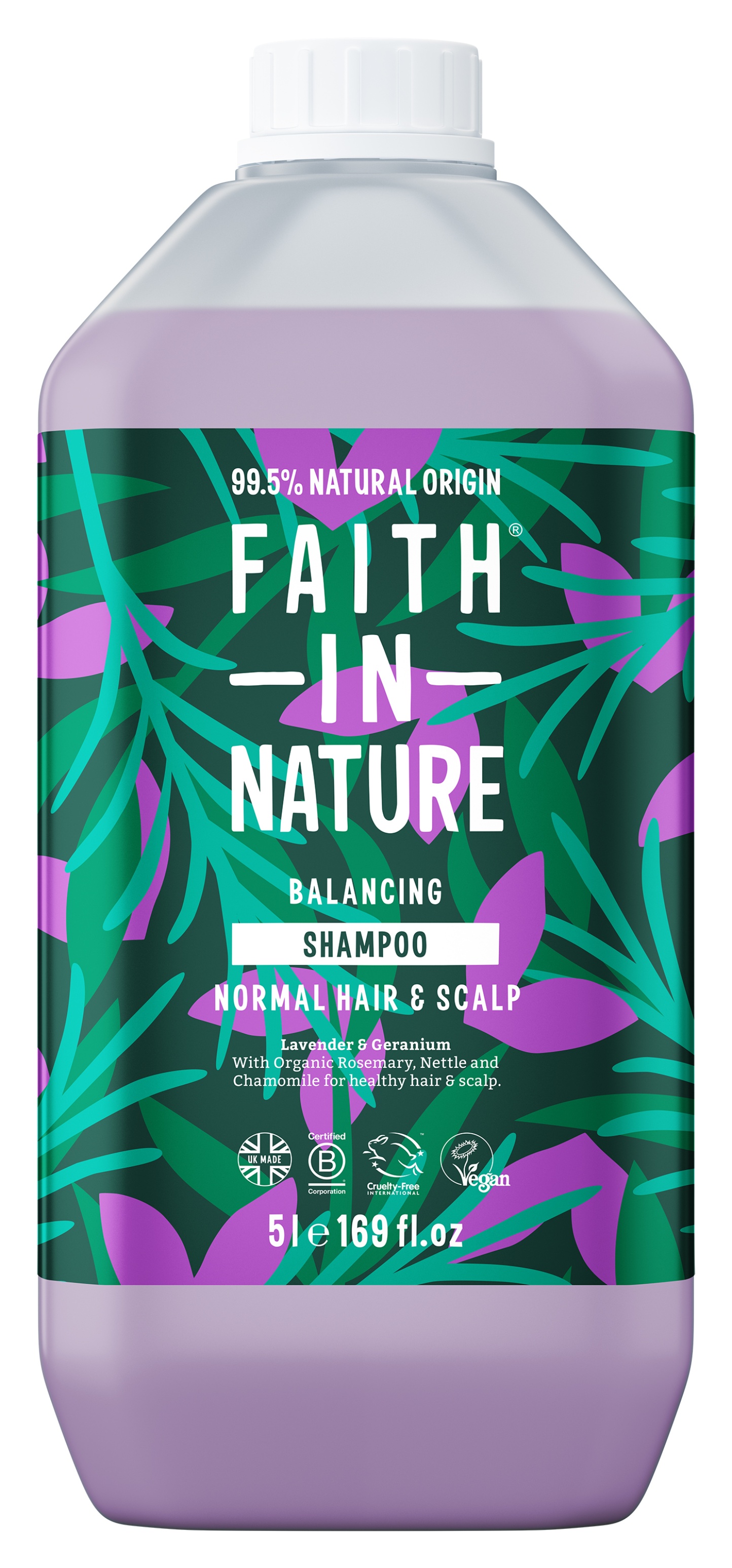 Шампунь жіночий Faith In Nature Натуральний з лавандою та геранью 5 л (6.50400) - Фото 1