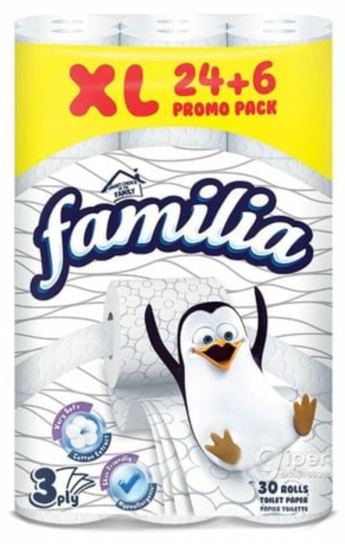 Туалетная бумага FAMILIA 3-х слойный 24+6 шт. (8690536023479) - Фото 1