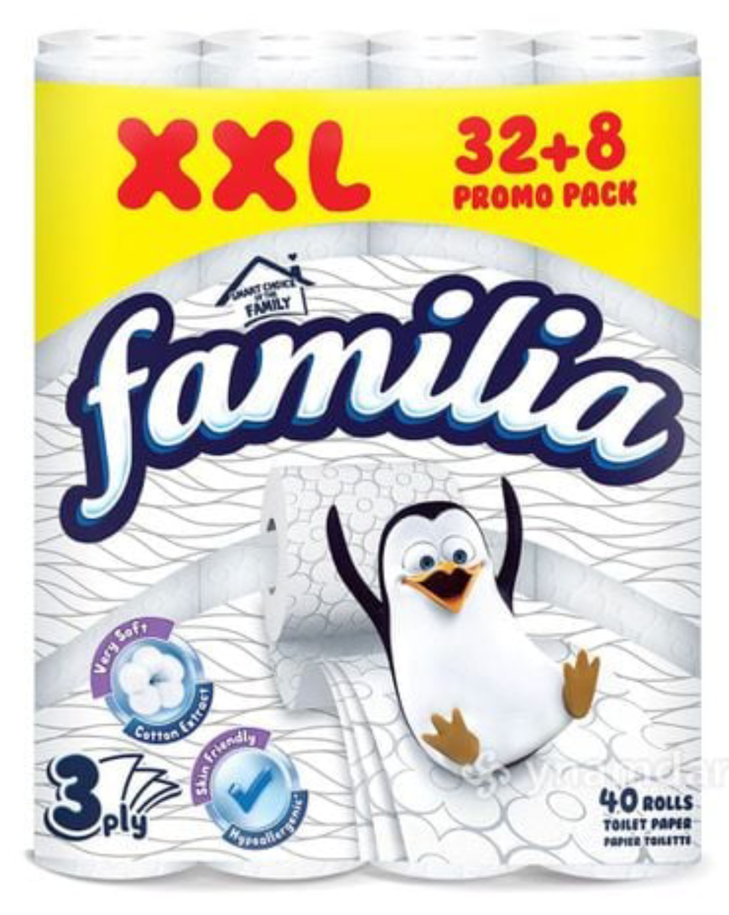 Туалетная бумага FAMILIA 3-х слойный 32+8 шт. (8690536023493) - Фото 1