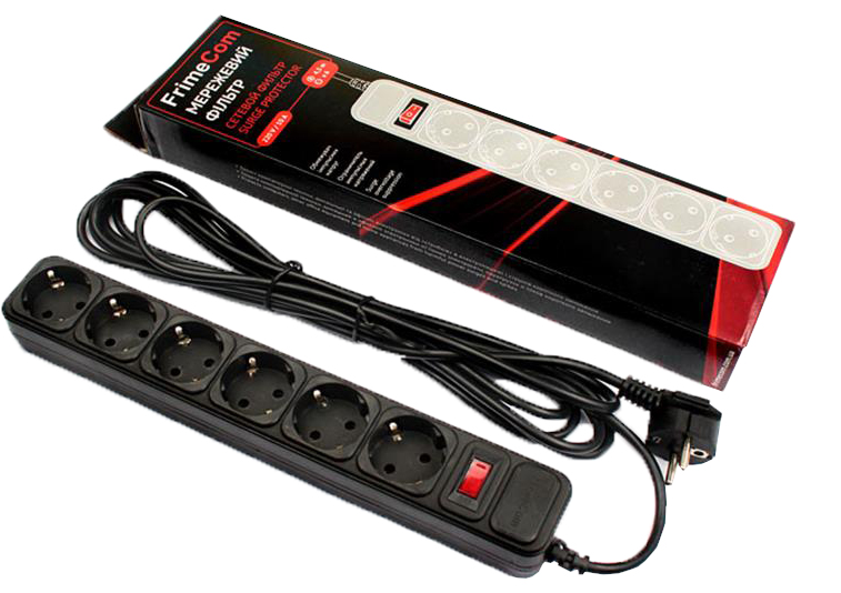 Купить Сетевой фильтр FrimeCom 6 розеток 1.8m Black (FC-B4006W 1.8 B) - Фото 1 Сетевой фильтр FrimeCom 6 розеток 1.8m Black (FC-B4006W 1.8 B) - Фото 1