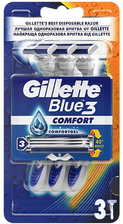 Станок мужской одноразовый Gillette Blue 3 Comfort 3 шт. (7702018489695) - Фото 1