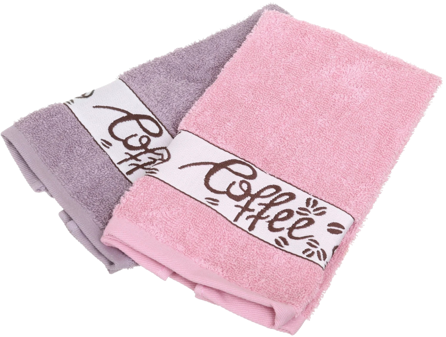 Набор полотенец GM Textile Кофе (розовый + серый) махра 30х50, 2шт - Фото 1