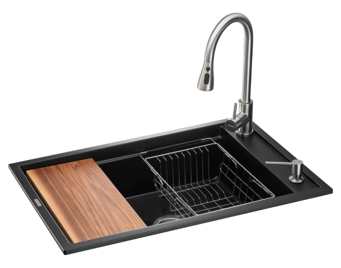 Мойка кухонная+смеситель GRANADO Basic Estella black shine - Фото 1