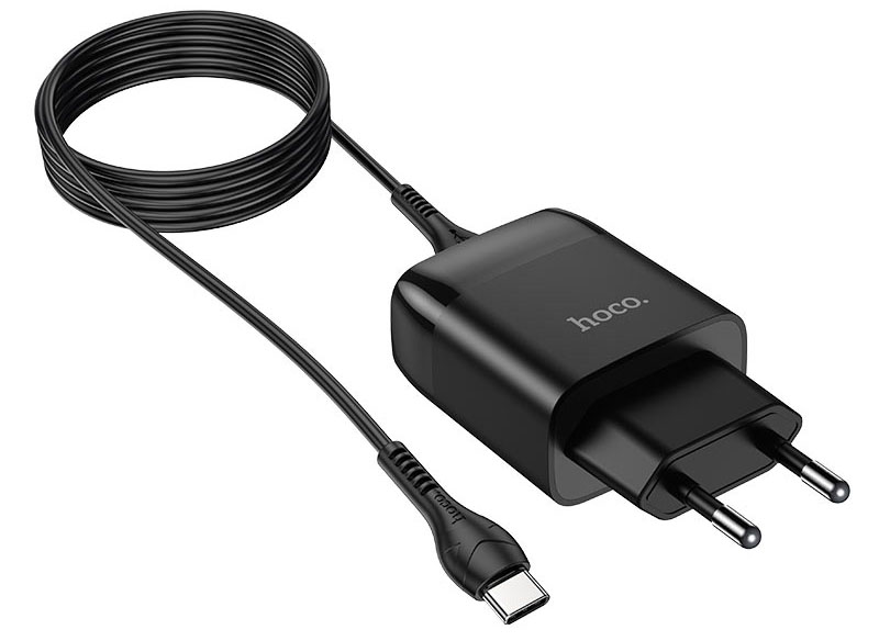 Сетевое зарядное устройство HOCO C72Q QC3.0 charger set(Type-C) 18W Black (6931474732545) - Фото 1