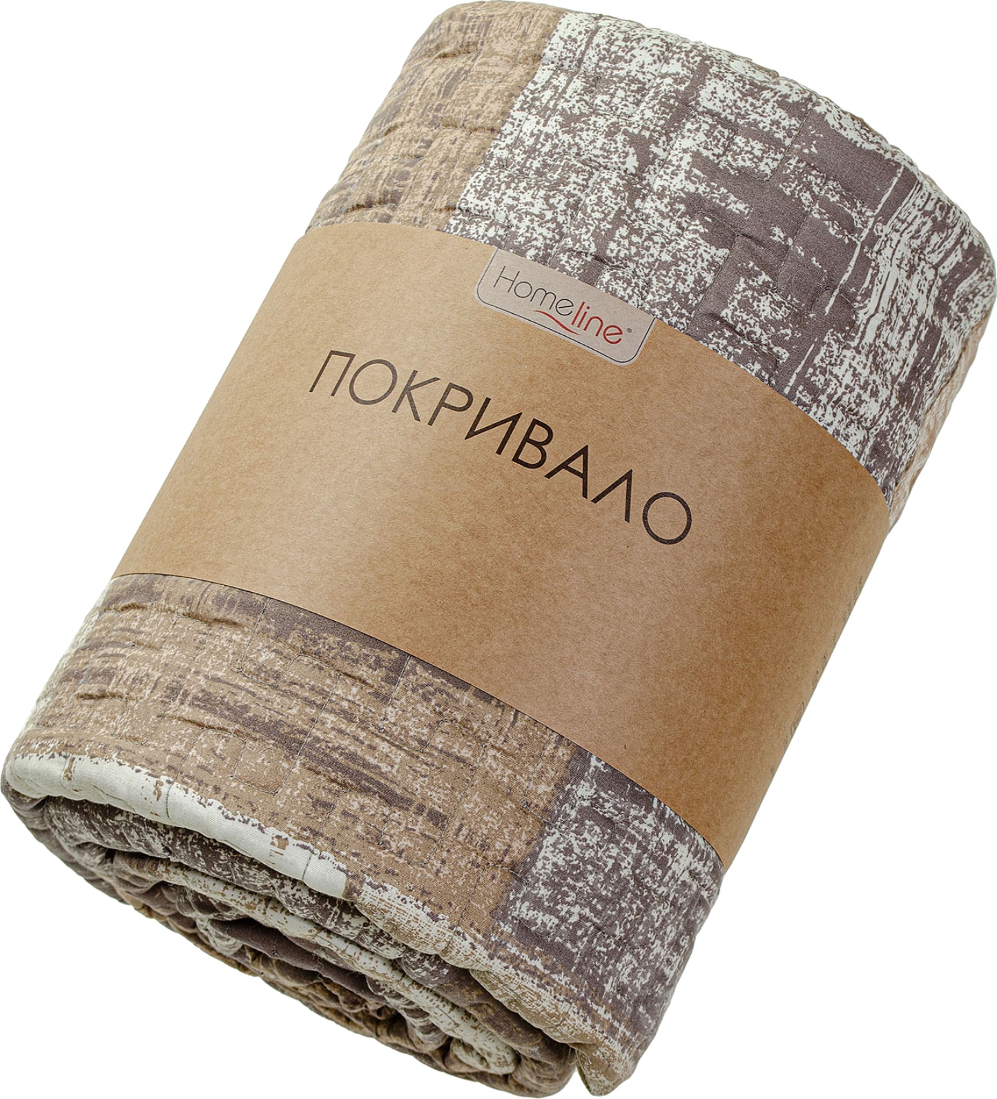 Покрывало двуспальное Home Line 210Х240 1910740-06 Прямоугольники бежевые и коричневые (178343) - Фото 1