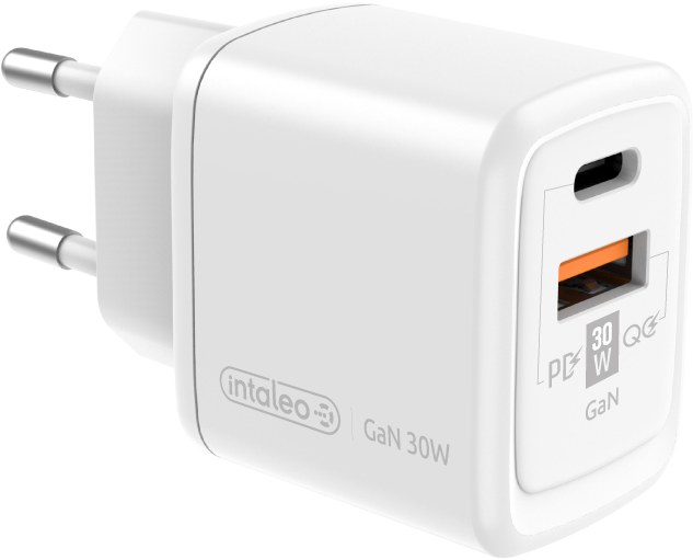 Сетевое зарядное устройство Intaleo 30W GAN USB-C PD+USB-A QC 3.0 TCG30GAN (1283126578274) - Фото 1