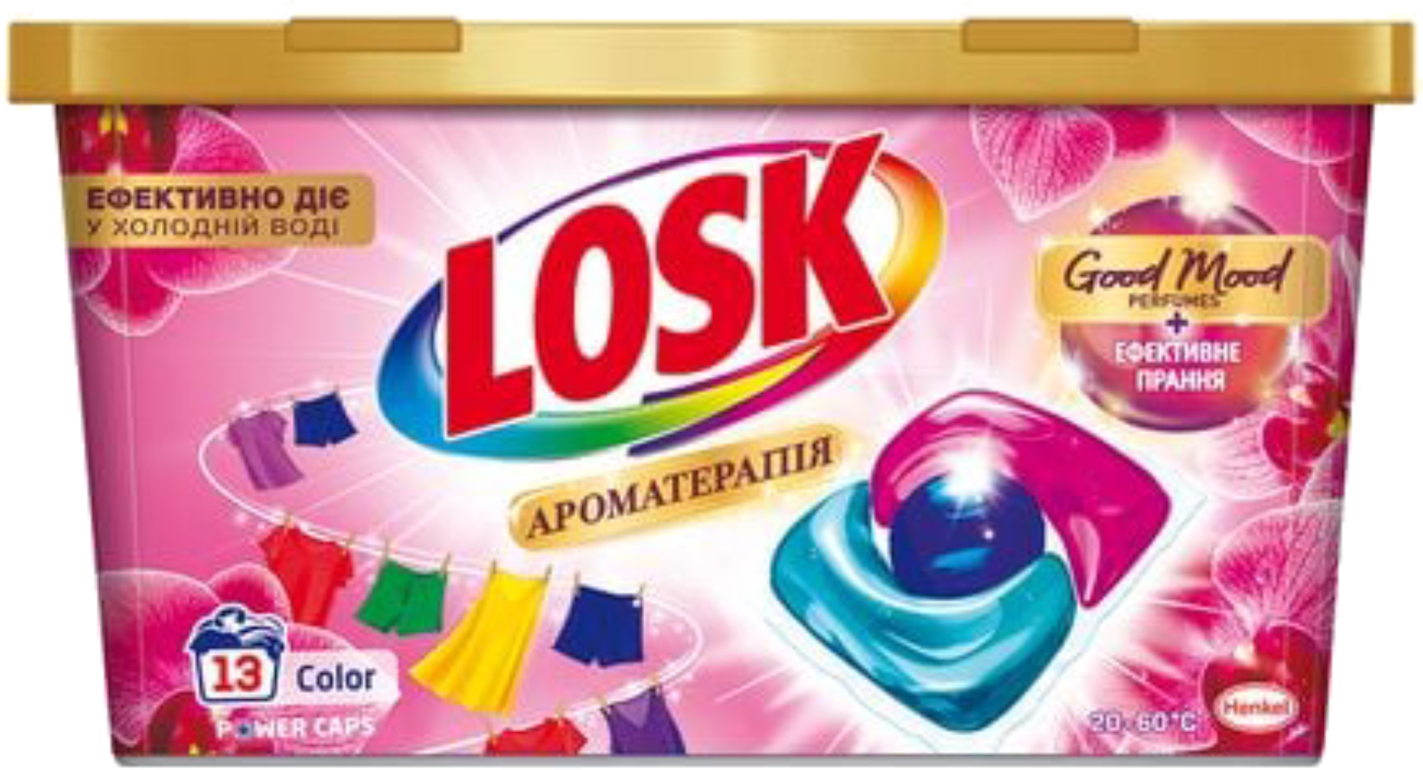 Капсулы для стирки Losk трио-капсулы АТ Эфирные масла и аромат Малазийский цветок 13 шт - Фото 1