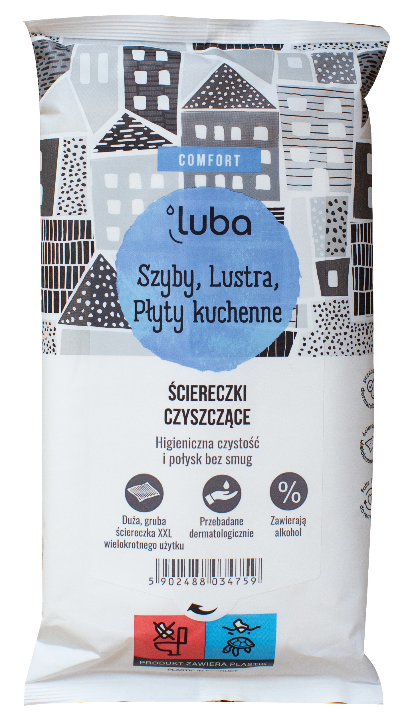 Салфетка бытовая Luba Comfort для чистки стеклянных и зеркальных поверхностей 32 шт. (LCWWG32) - Фото 1