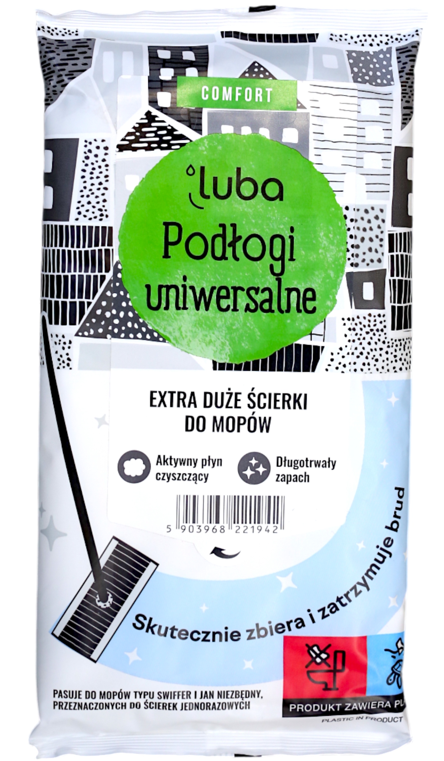 Салфетка бытовая Luba Comfort XXL для мытья полов универсальные 12 шт. (LCWWXFU12) - Фото 1
