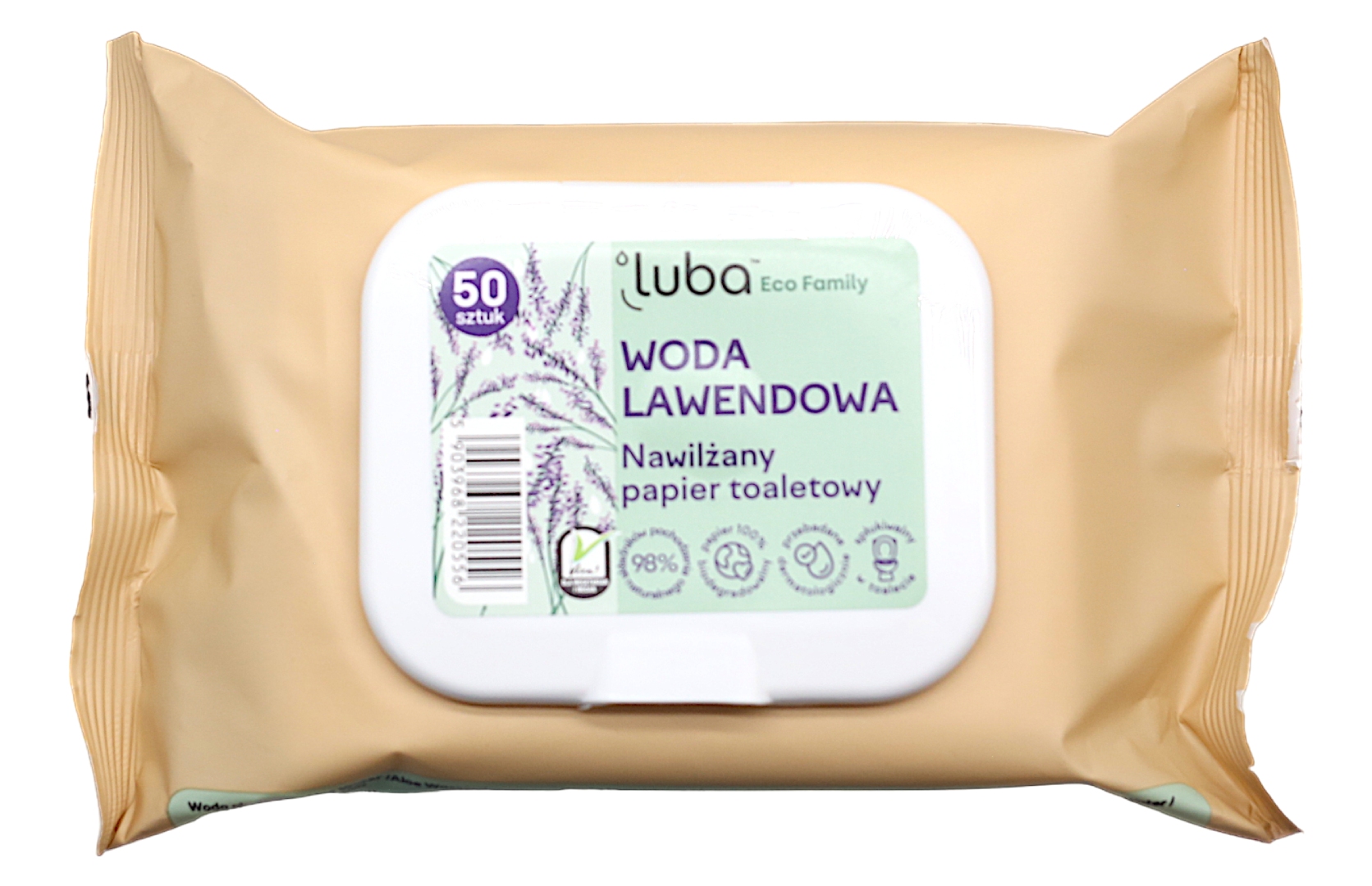 Влажная туалетная бумага Luba ECO Family с лавандовой водой 50 шт. (LTPVEFLW50) - Фото 1