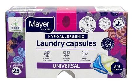 Купить Капсулы для стирки Mayeri универсальные гипоаллергенные 25 стирок (MGCUH25) - Фото 1 Капсулы для стирки Mayeri универсальные гипоаллергенные 25 стирок (MGCUH25) - Фото 1