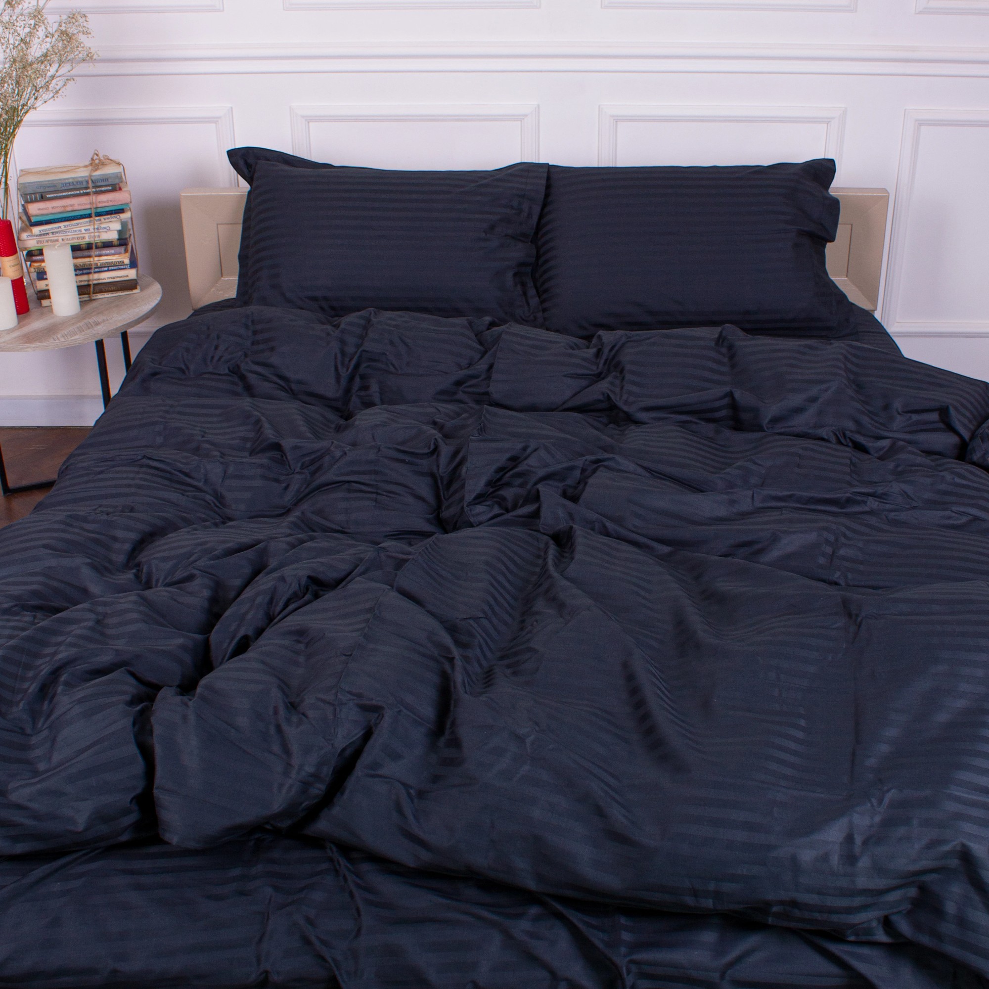 Комплект постільної білизни дитячий MirSon Satin Stripe 30-0021 Dark Blue 110х140 (2200005246320) - Фото 1