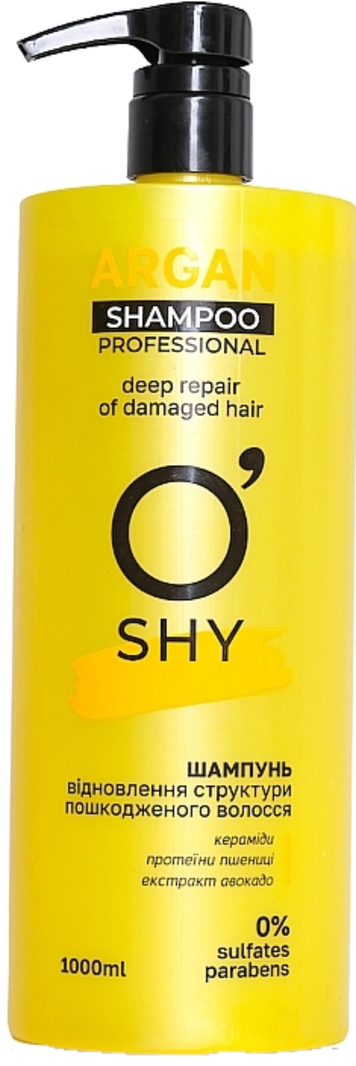 Шампунь женский O'Shy Argan Professional Восстановление структуры поврежденных волос 1 л (4820195508282) - Фото 1