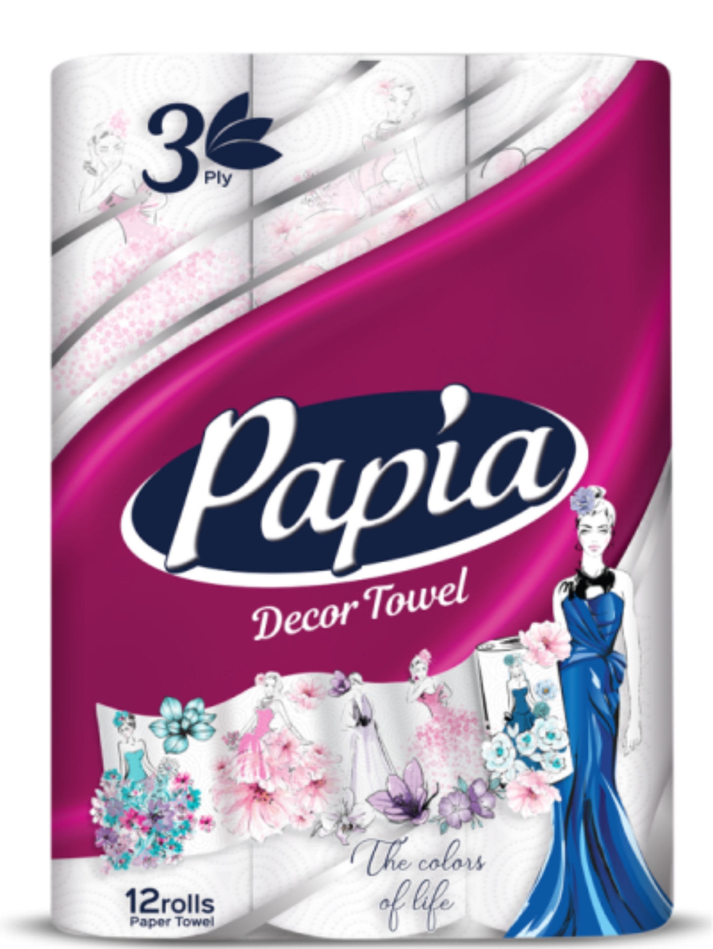 Салфетки бумажные Papia DECOR 3-х шаровые 12 шт. (8690536010912) - Фото 1